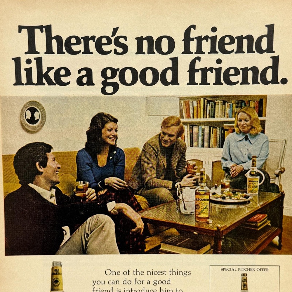 Old Charter Kentucky Bourbon Friends Vintage Whiskey Advertisement Print Ad 1972 - Picture 2 of 6